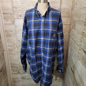 Cinch Blue and Yellow Plaid Casual Button Down Shirt
